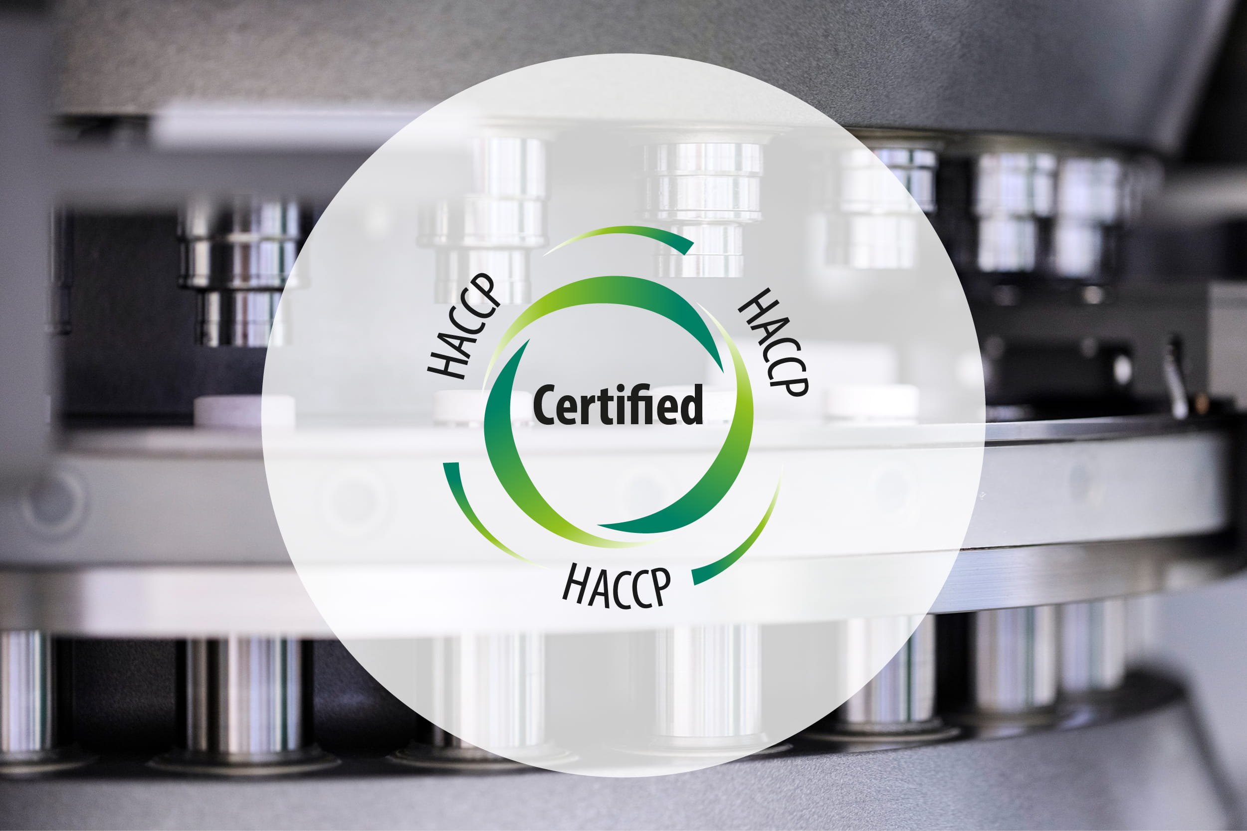 Tablettenpresse, darauf HACCP Logo
